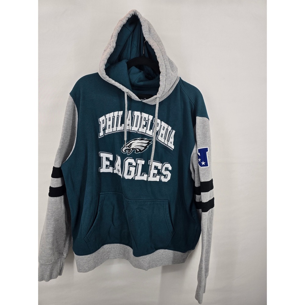 NFL Philadelphia Eagles Mens XL Hoodie Midnight Green Gray Colorblock Fleece